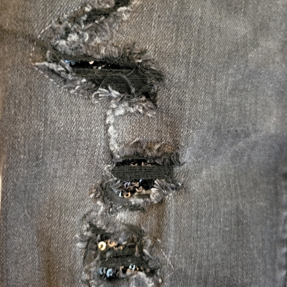White House Black Market Distressed Black Women's Skinny Jeans Size 0 - Picture 8 of 14